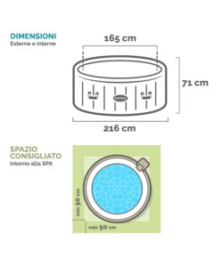 Piscina idromassaggio gonfiabile rotonda intex "greywood deluxe" 6 persone 216x216x71cm